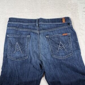 7 For All Mankind A Pocket Relaxed Jeans Womens 34 Bootcut Dark Wash Stretch